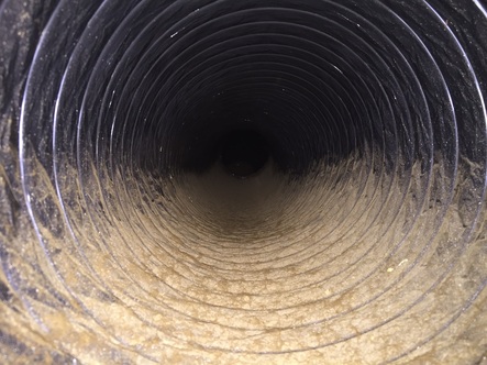 Dust inside duct before cleaning